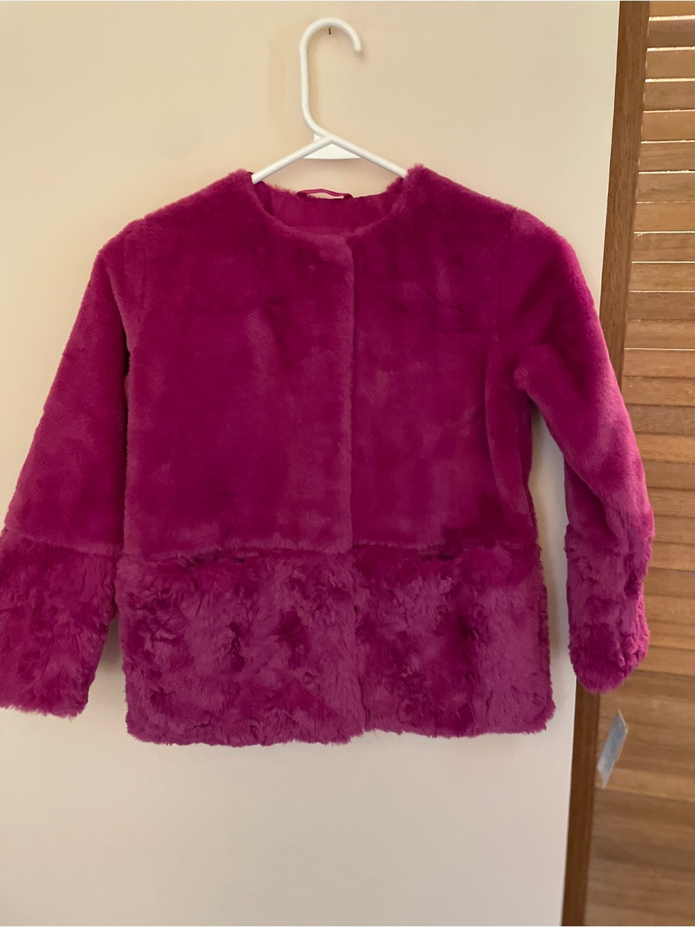 Cat & Jack Girls Faux Fur Pea Coat - Bright Fuchsia